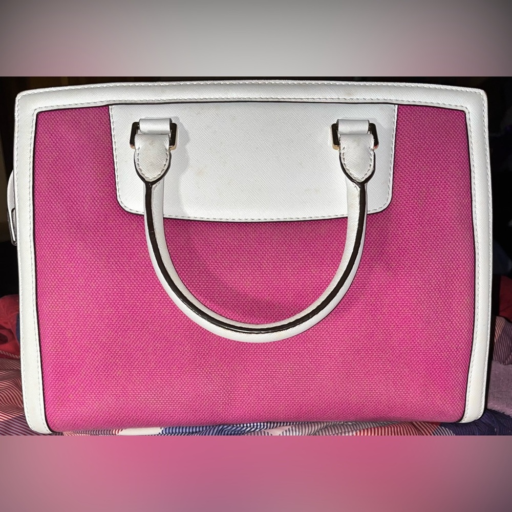 LOW START Michael Kors EUC Selma Canvas and Leather Satchel - Picture 6 of 7